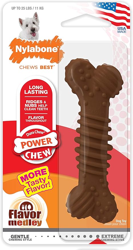 Nylabone Textured Dental Bone Power Chew Toy for Dogs, Dog Toys for Aggressive Chewers